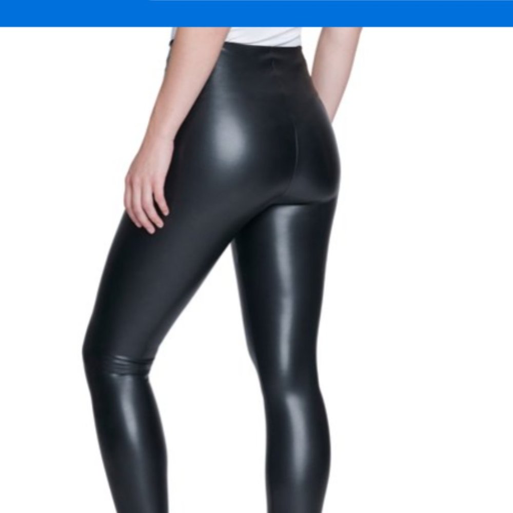 Seven 7 black faux leather leggings Size L Straight Leg